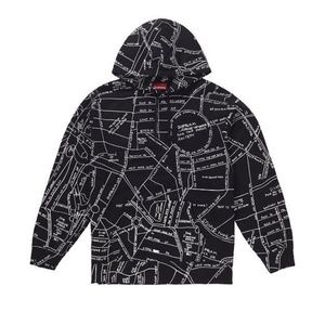 Supreme Gonz embroided map hooded sweatshirt black